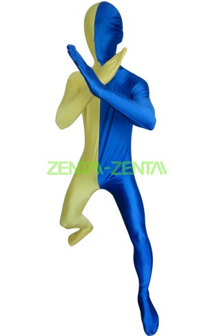 Split Zentai | Yellow and Blue Spandex Lycra Zentai Suit
