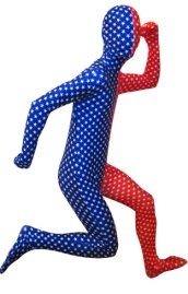 Stars Split Zentai Suit | Red and Blue Spandex Lycra Zentai Suit