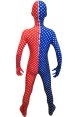 Stars Split Zentai Suit | Red and Blue Spandex Lycra Zentai Suit