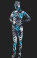 Top Texture! Blue and Black Circle Spandex Lycra Full Body Unisex Zentai Suit