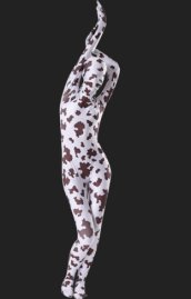 White and Brown Cow Spandex Lycra Unisex Zentai Suit