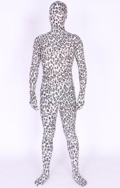 White And White Leopard Lycra spandex Full Body Zentai Suits