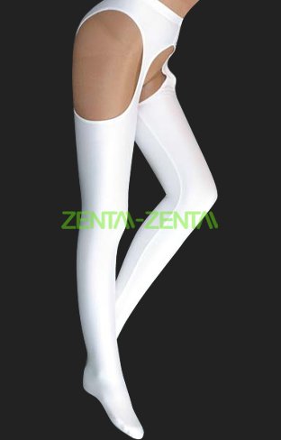 White Lycra Pantihoses with Open Crotch