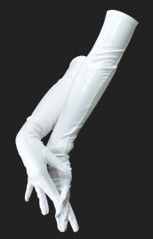 White Shiny Metallic Long Gloves