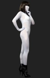 White Solid Color Full-body Modal Unisex Zentai Suit