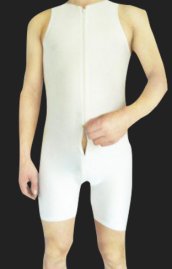 White Spandex Lycra Front Zipper Leotard