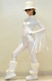 White Spandex Lycra Strips Catsuit