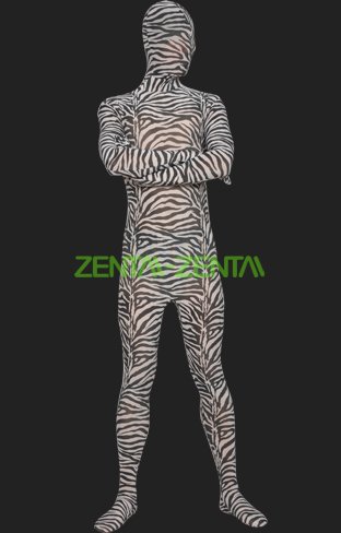 Zebra-Black and White Spandex Lycra Zentai Suits