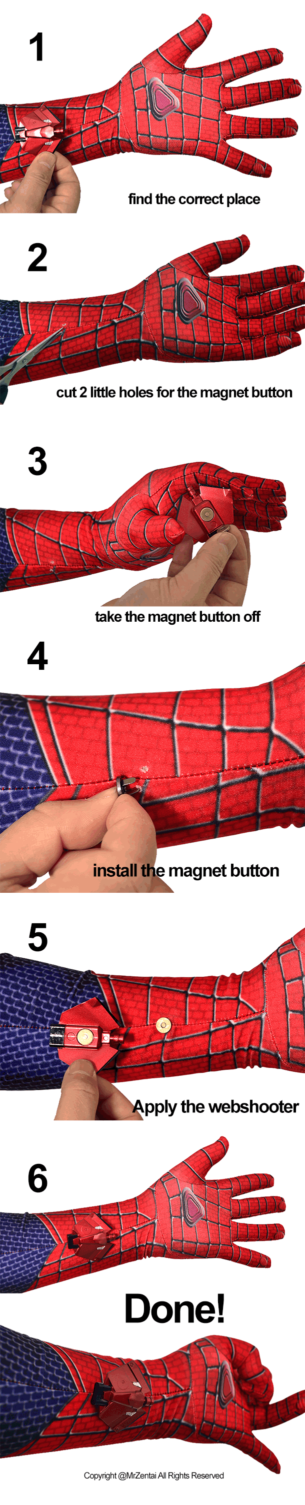 How to intall magnet spiderman webshooters